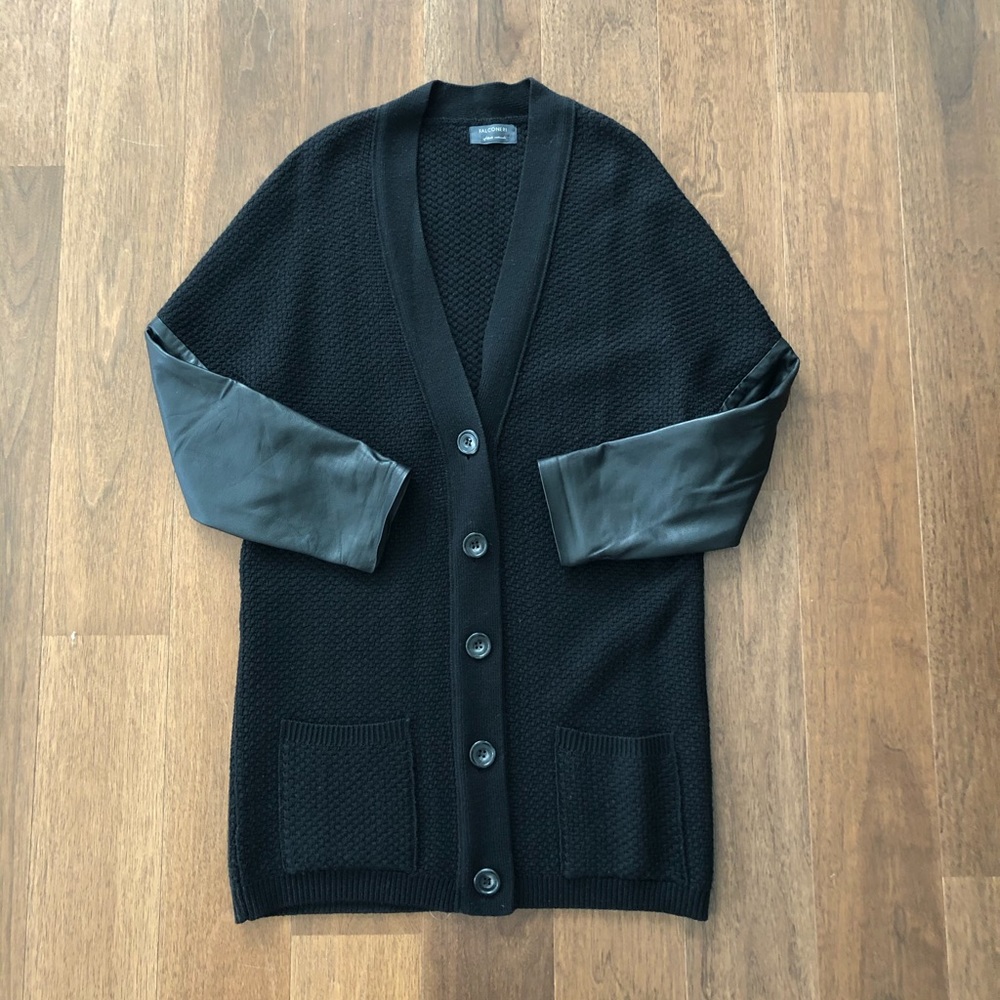 Falconeri Wool and Leather Cardigan
